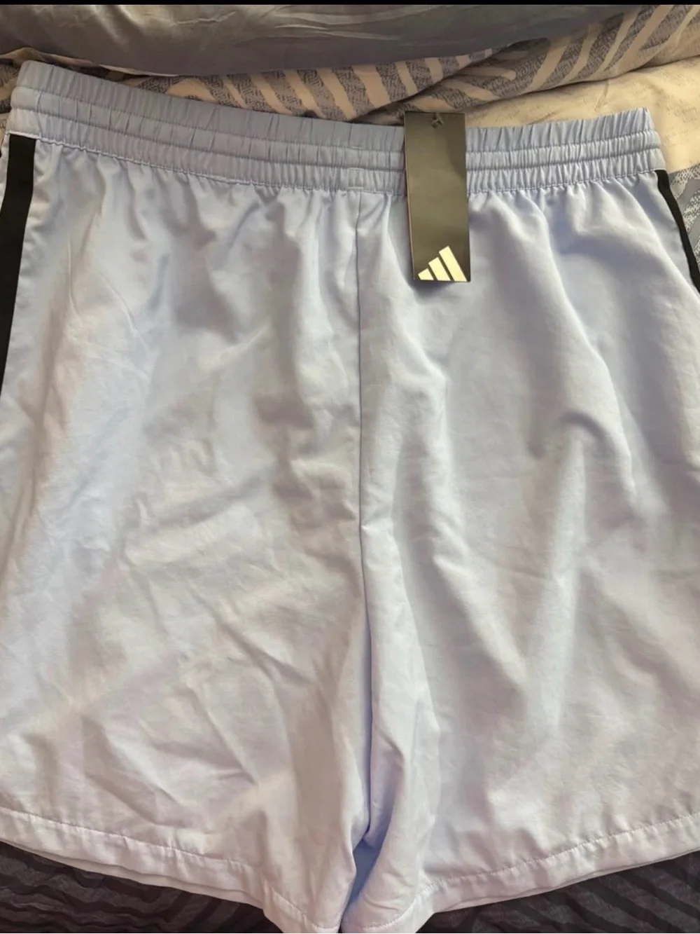 adidas Light Blue Athletic Shorts with Black Accents